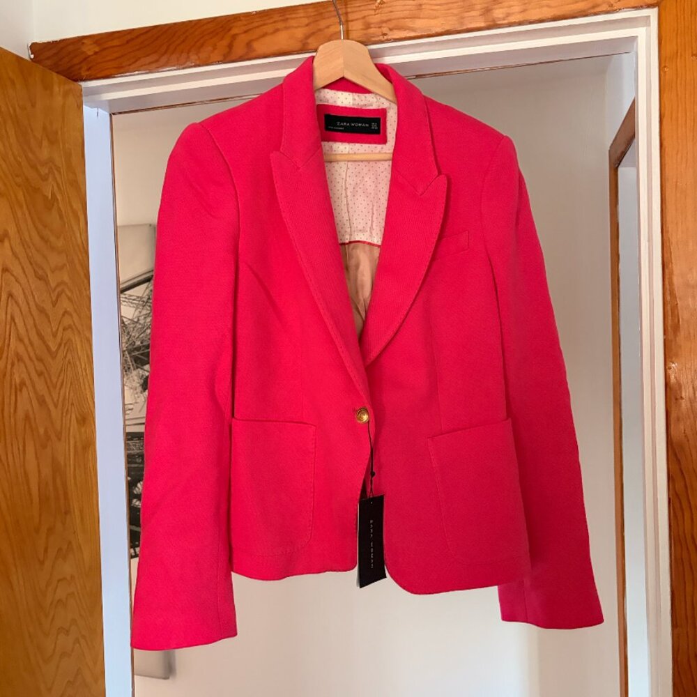HOT PINK ZARA BLAZER NWT M